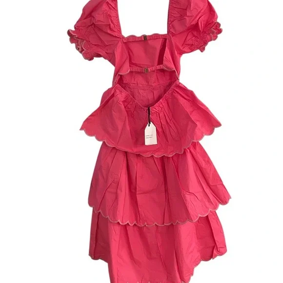 English Factory Scallop Tiered Maxi Dress Size Medium Pink NEW With Tags 185.00 - Picture 4 of 11